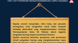 Waspada Penipuan, Lapas Sidoarjo Himbau Masyarakat Lakukan Konfirmasi Pengadaan Barang Melalui Kanal Resmi