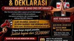 PAS DPC Sidoarjo Ajak Seluruh Pemilik Nama Agus Hadiri Kopdar, Tasyakuran, dan Deklarasi