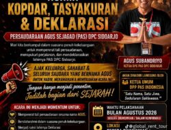 PAS DPC Sidoarjo Ajak Seluruh Pemilik Nama Agus Hadiri Kopdar, Tasyakuran, dan Deklarasi